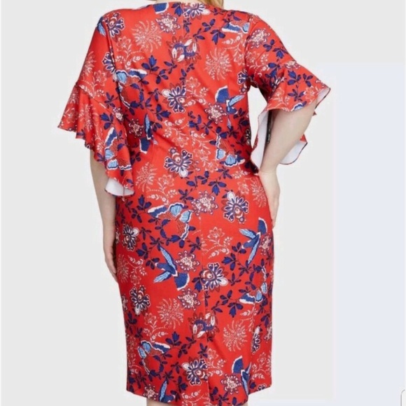 RACHEL by Rachel Roy Sheath Floral Red and Blue Midi Dress size 14W Plus NWT‎ - Picture 11 of 11